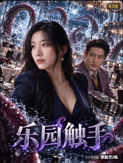 橙果短剧《乐园触手》悬疑探案海报，全26集，2026-06-06上映